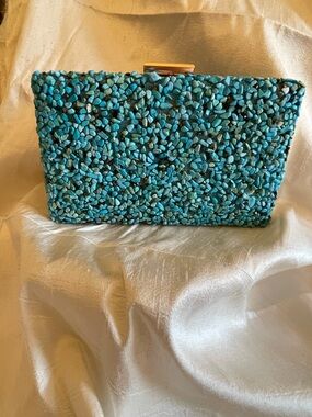 Sondra Roberts Turquoise Stone Clutch | Statement Evening Bag